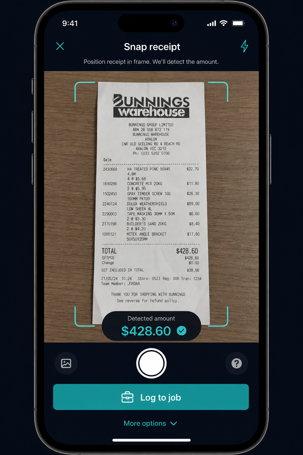 Receipt capture preview